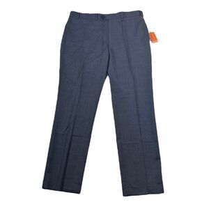 Tallia Slim-Fit Dress Pants Mens 38x32‎ Blue Brown Solid Stretch Wool $175
